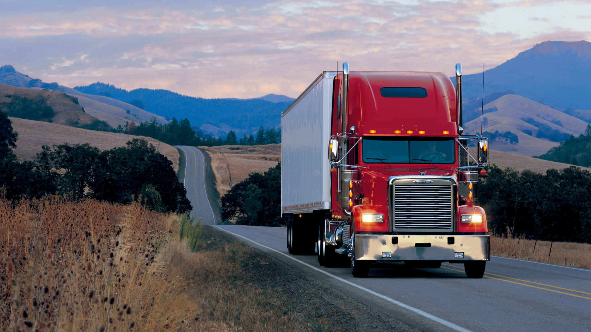Red and White Freight Truck on Road During Daytime. Wallpaper in 1920x1080 Resolution