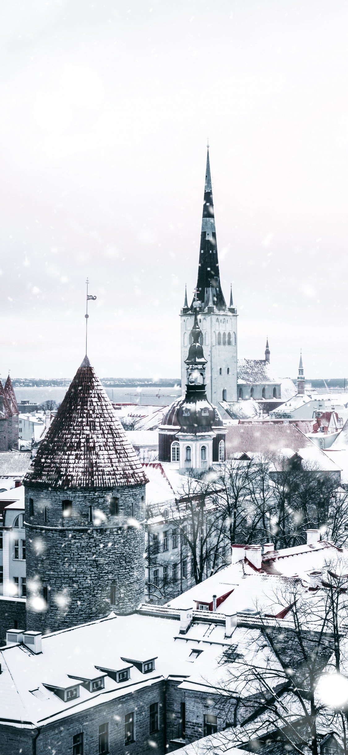 Houses Covered With Snow During Daytime. Wallpaper in 1125x2436 Resolution