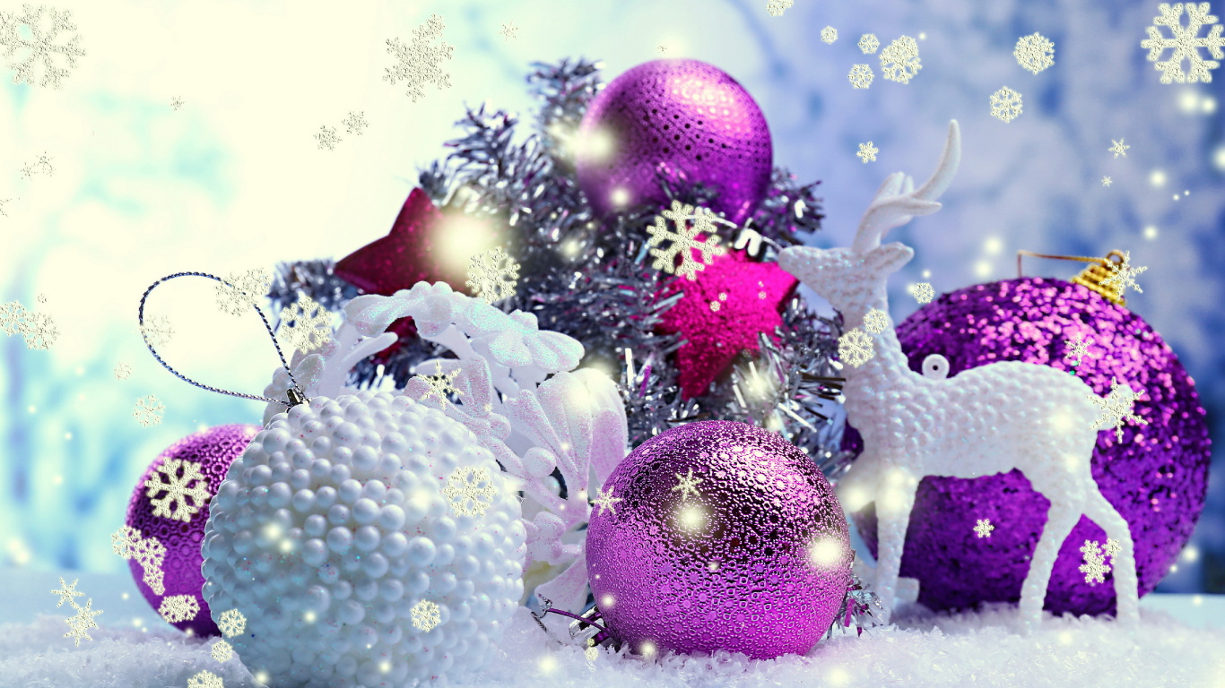 Weihnachten, Purpur, Christmas Ornament, Weihnachtsdekoration, Schneeflocke. Wallpaper in 1366x768 Resolution