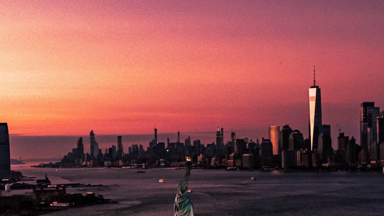 New York, Tour de la Liberté, Statue de la Liberté, Atmosphère, Bâtiment. Wallpaper in 1280x720 Resolution