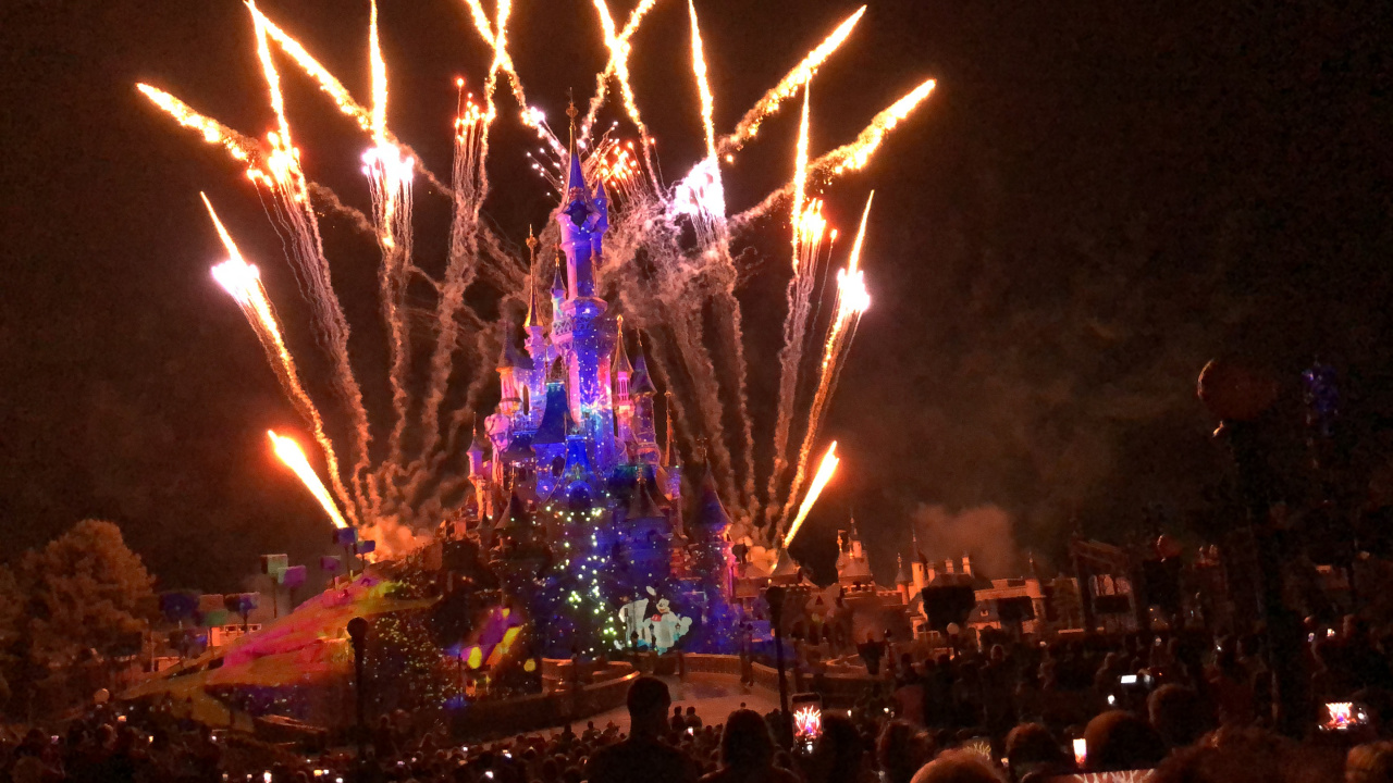 Disneyland, Fireworks, New Years Eve, Tourist Attraction, Night. Wallpaper in 1280x720 Resolution