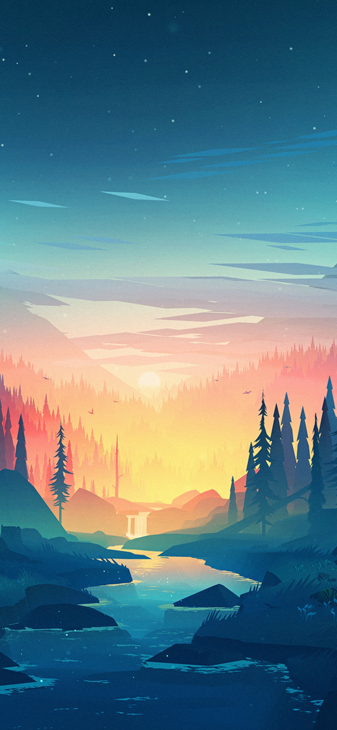 Minimalist Phone, Atmosphere, Ecoregion, Cloud, World. Wallpaper in 1125x2436 Resolution