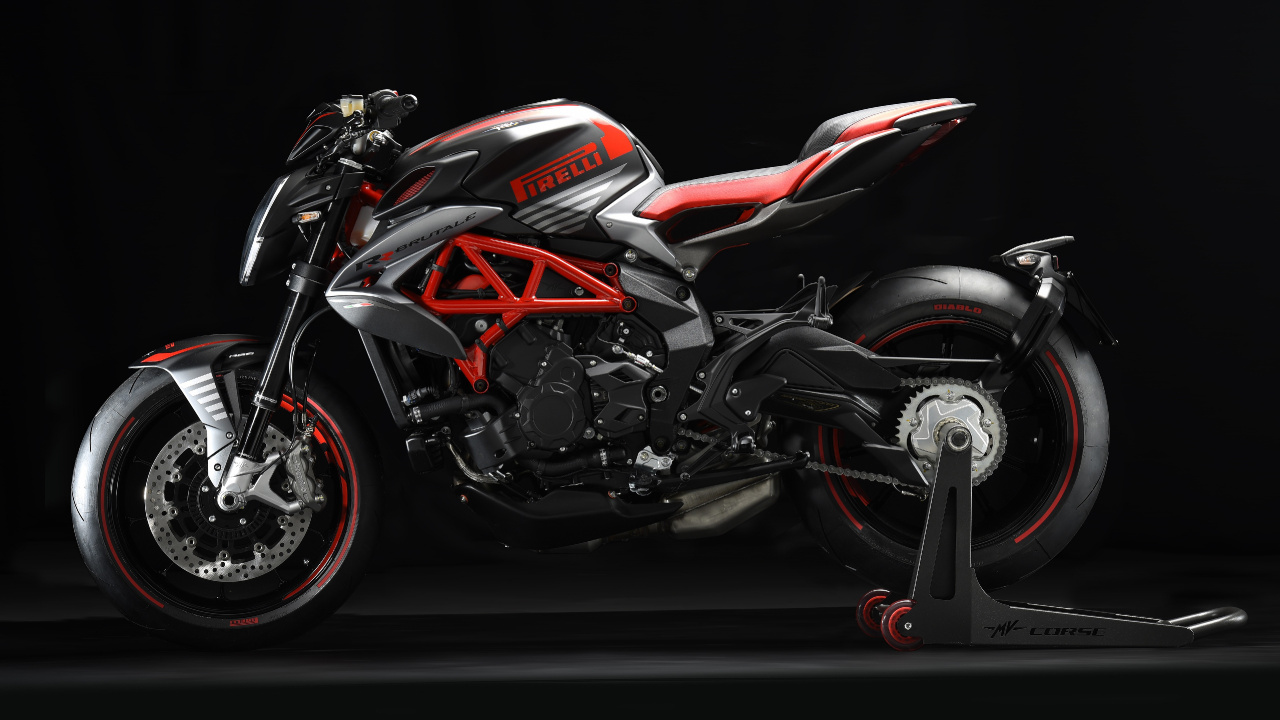 mv Agusta Negro y Rojo, 1005 Agusta Brutale 800 R, mv Agusta, Motocicleta, Neumatico. Wallpaper in 1280x720 Resolution
