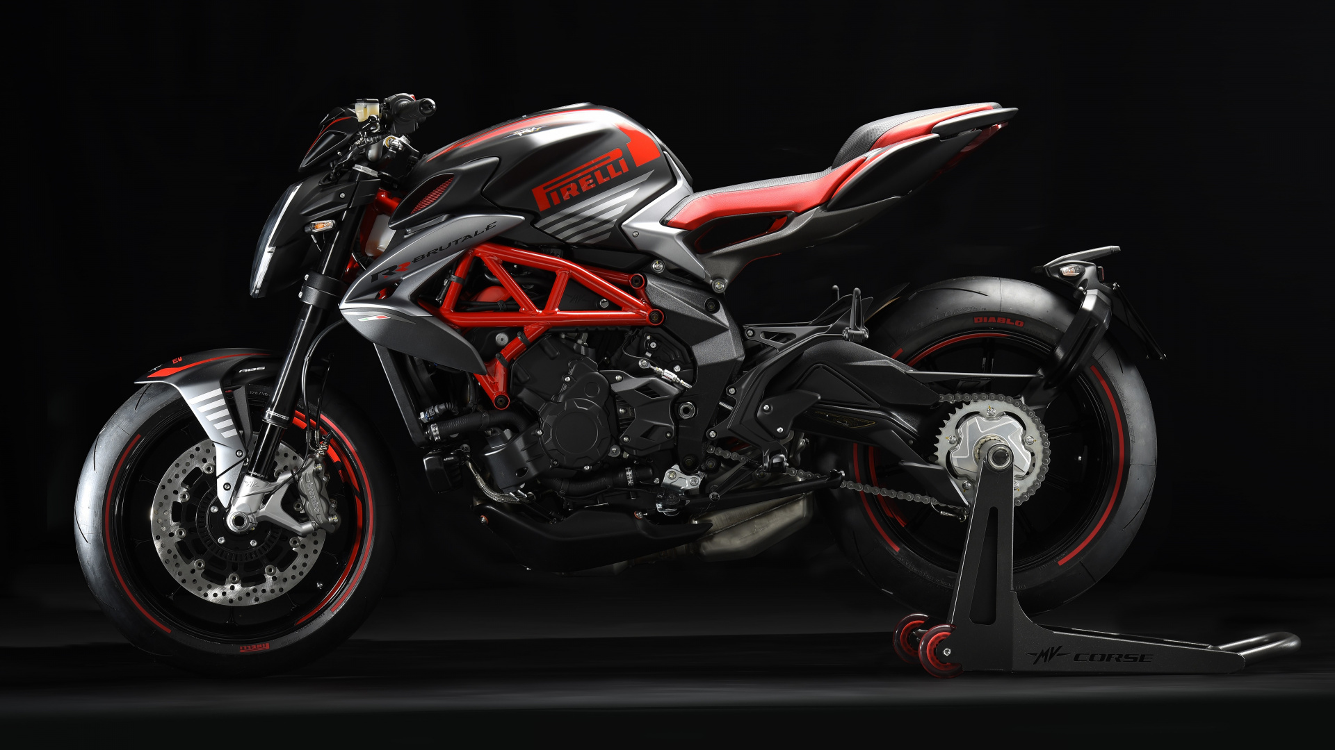 mv Agusta Schwarz Und Rot, 1005 Agusta Brutale 800 R., mv Agusta, Motorrad, Tire. Wallpaper in 1920x1080 Resolution