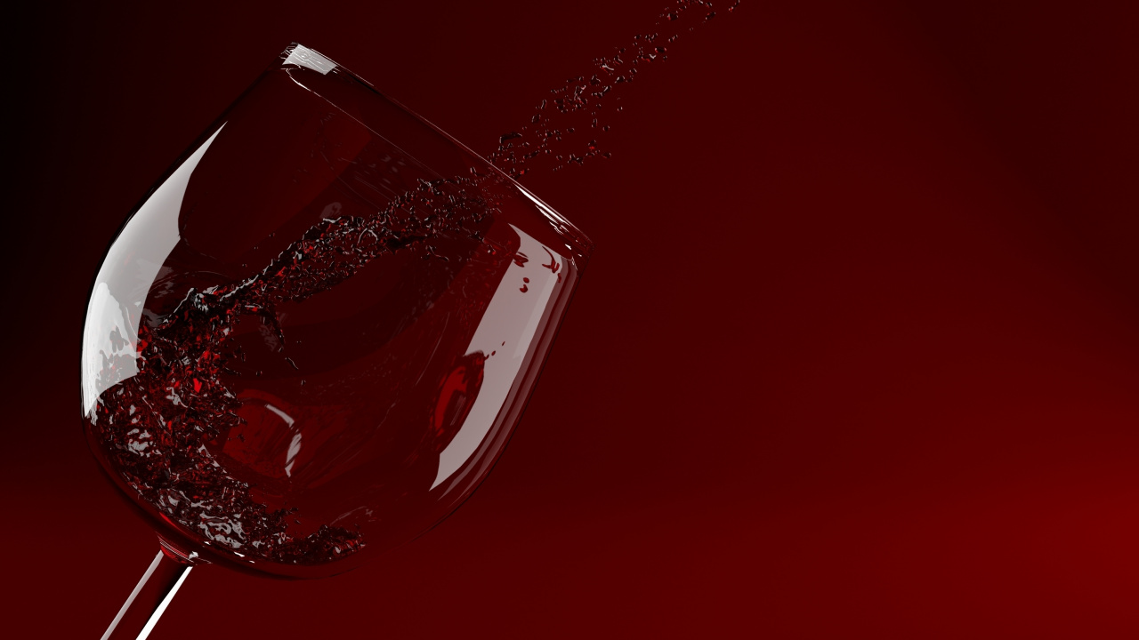 Clear Drinking Glass With Red Liquid. Wallpaper in 1280x720 Resolution