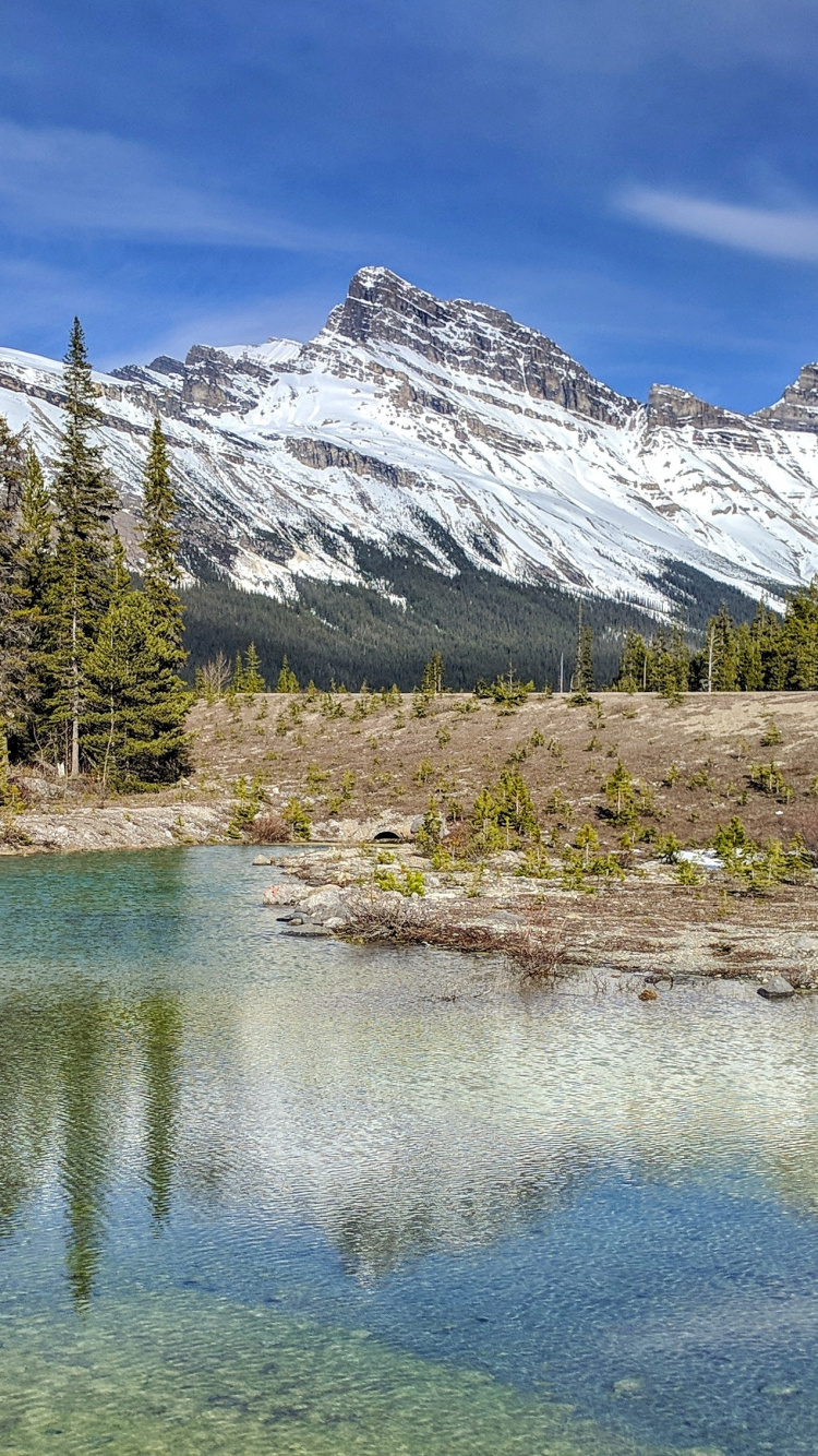 Rocky Mountains, Canadian Rockies, Mountain, Blue Ridge Mountains, Water. Wallpaper in 750x1334 Resolution