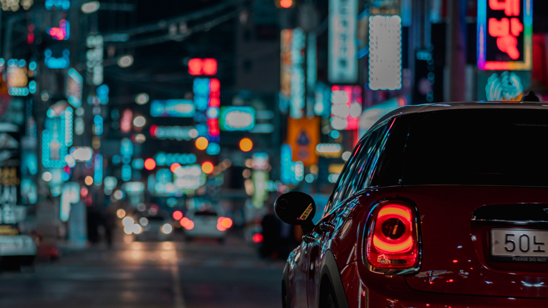 Black Car on Road During Night Time. Wallpaper in 1920x1080 Resolution