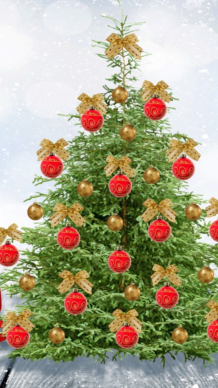 El Día De Navidad, Nochevieja, Árbol de Año Nuevo, Decoración de la Navidad, Adorno de Navidad. Wallpaper in 720x1280 Resolution