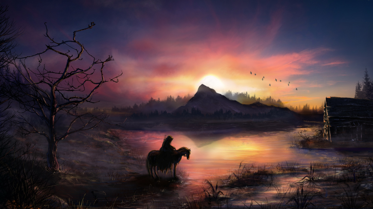 Sunrise, Digital Art, Sunset, Nature, Natural Landscape. Wallpaper in 1280x720 Resolution