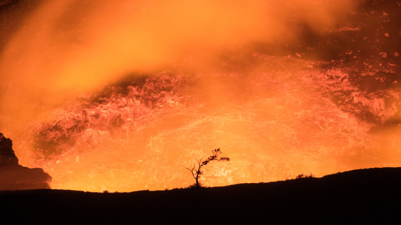 Orange and Red Smoke on Brown Wooden Table. Wallpaper in 1280x720 Resolution