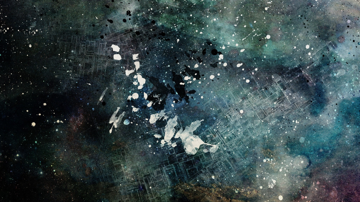 Peinture Abstraite en Noir et Blanc. Wallpaper in 1366x768 Resolution