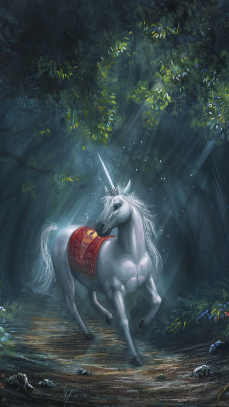 White Horse Running on Forest During Daytime. Wallpaper in 750x1334 Resolution