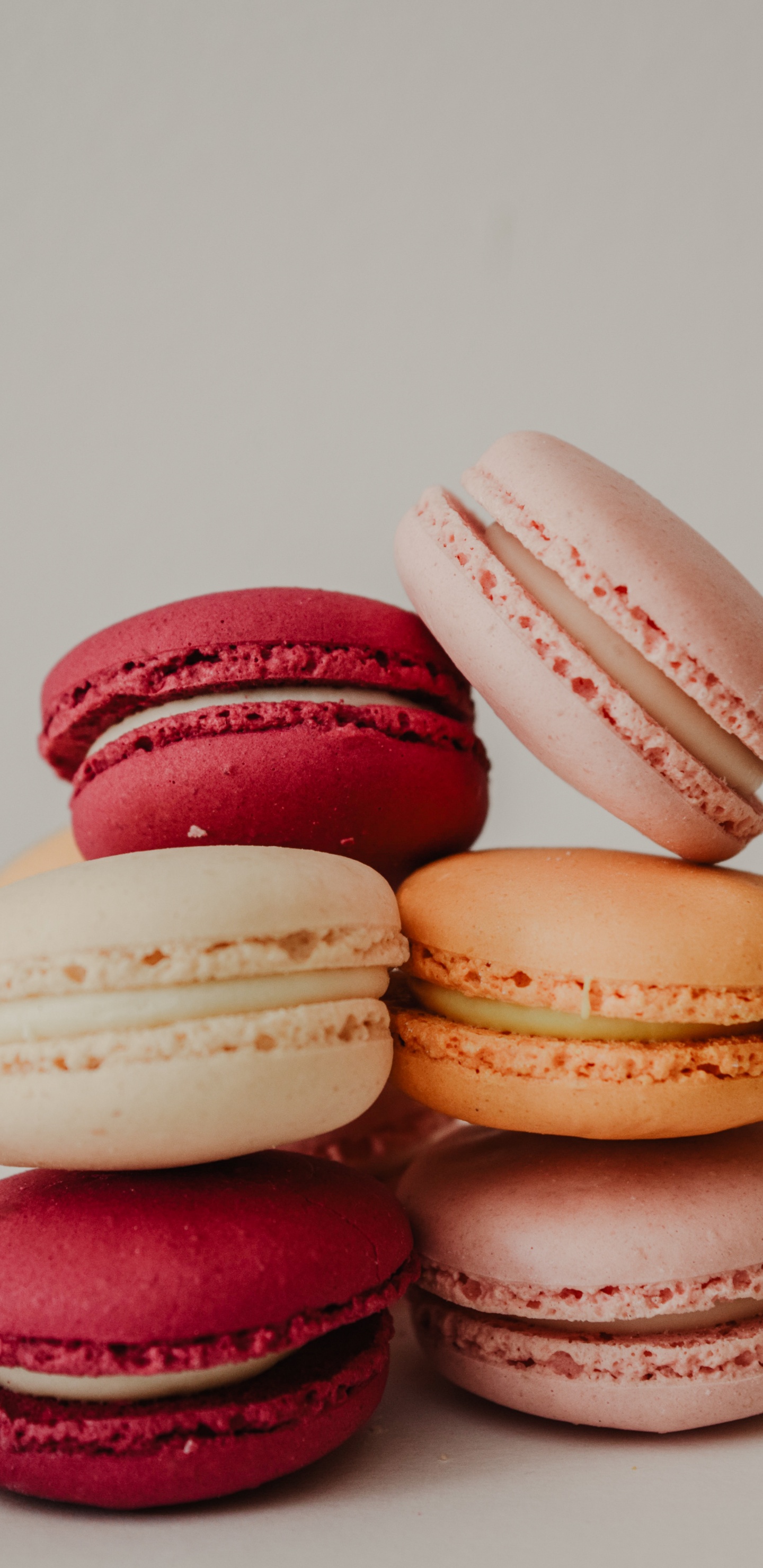 3 Pink and White Macaroons. Wallpaper in 1440x2960 Resolution