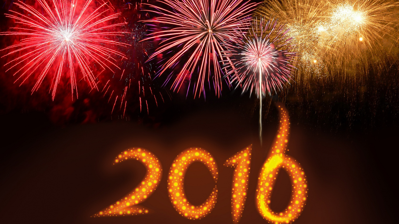 Nouvelle Année, le Réveillon du Nouvel An, Artifice, Événement, Cierge. Wallpaper in 1366x768 Resolution