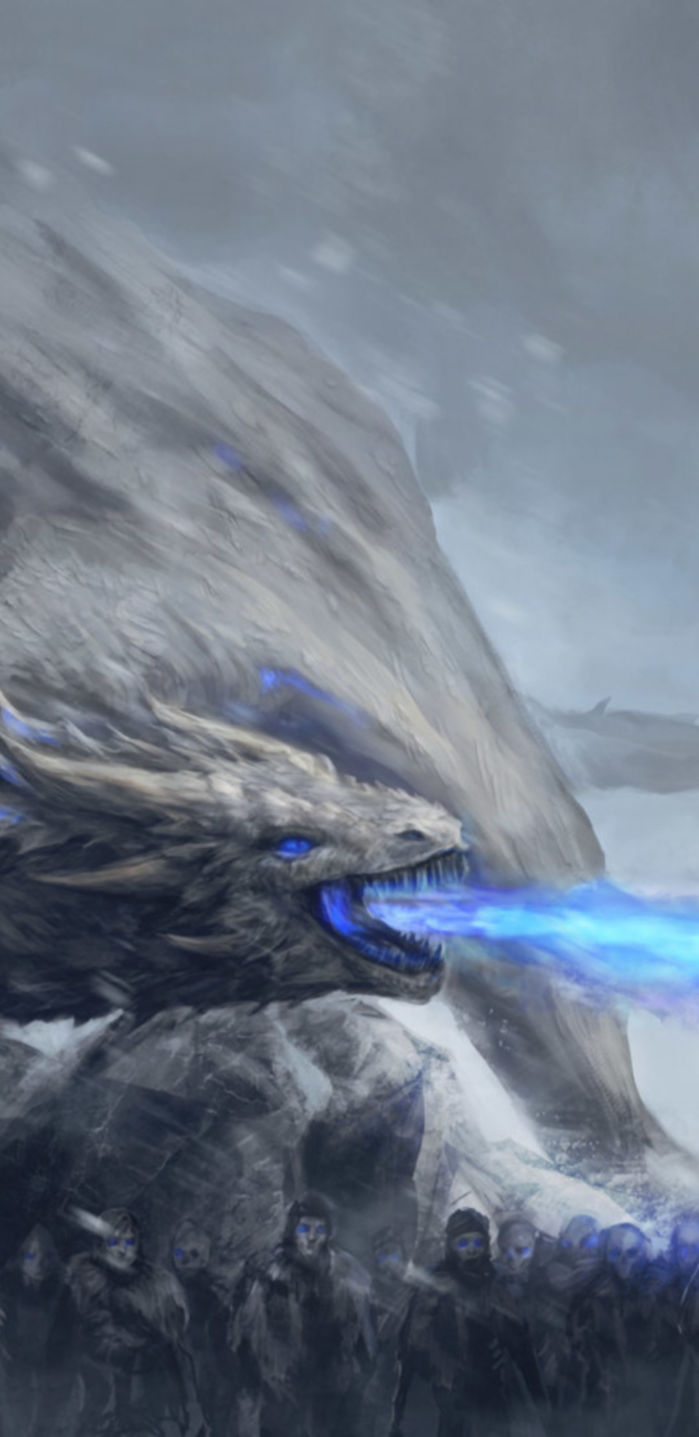 Visera Blanca, La Noche Del Rey, White Walker, Viserion, Juego de Tronos - Temporada 8. Wallpaper in 1440x2960 Resolution