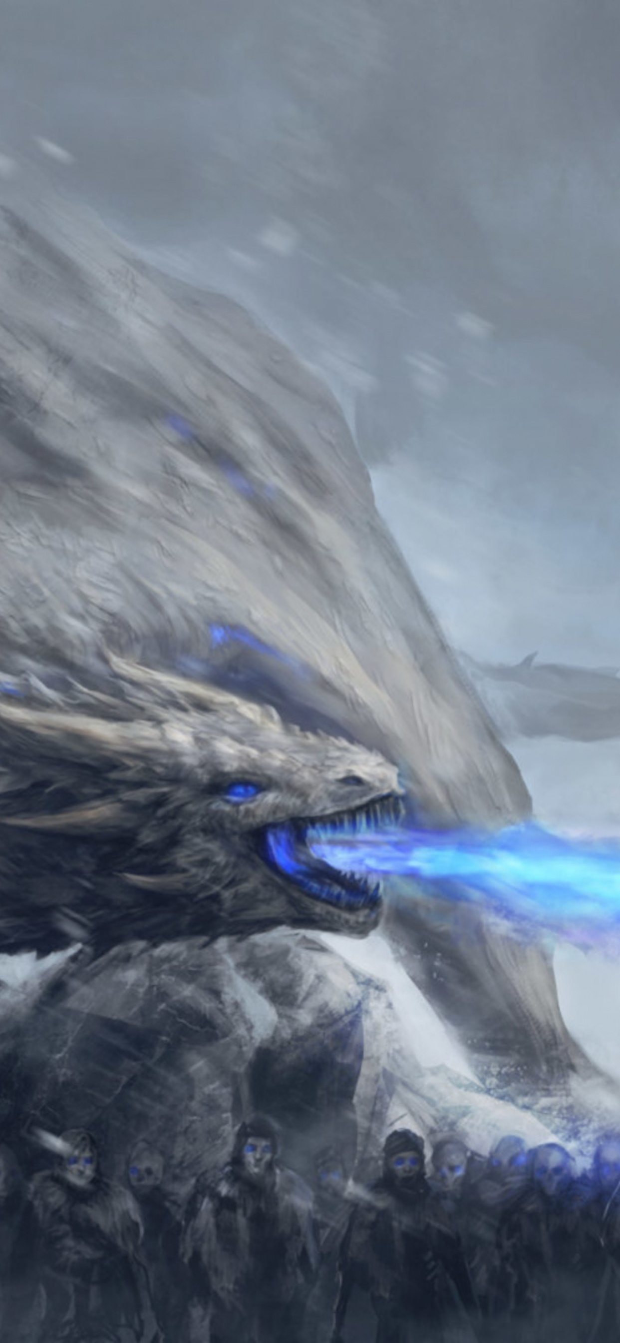 Visière Blanche, Le Roi De La Nuit, Blanc Walker, Viserion, Game of Thrones - Saison 8. Wallpaper in 1242x2688 Resolution