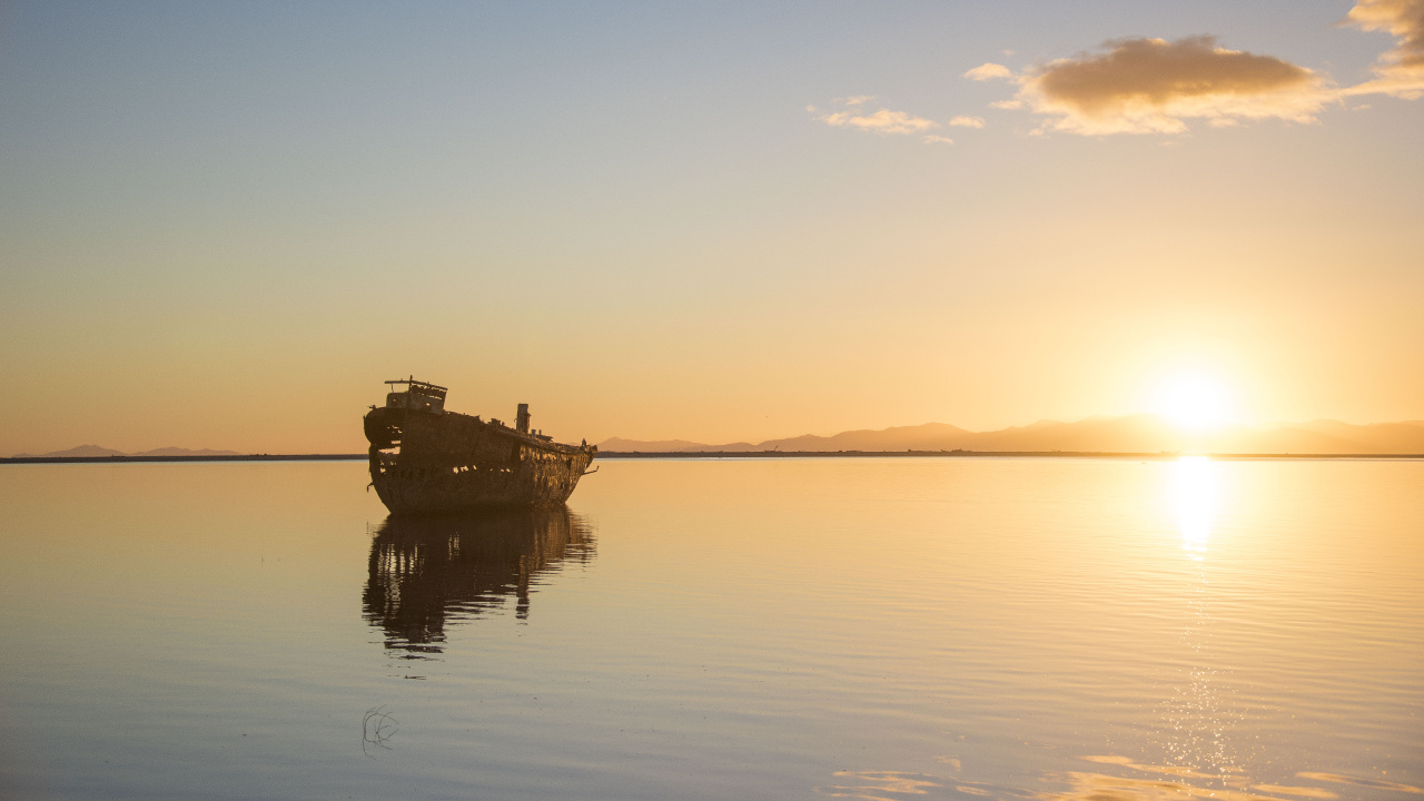 Horizon, Sunset, Reflection, Morning, Calm. Wallpaper in 1280x720 Resolution