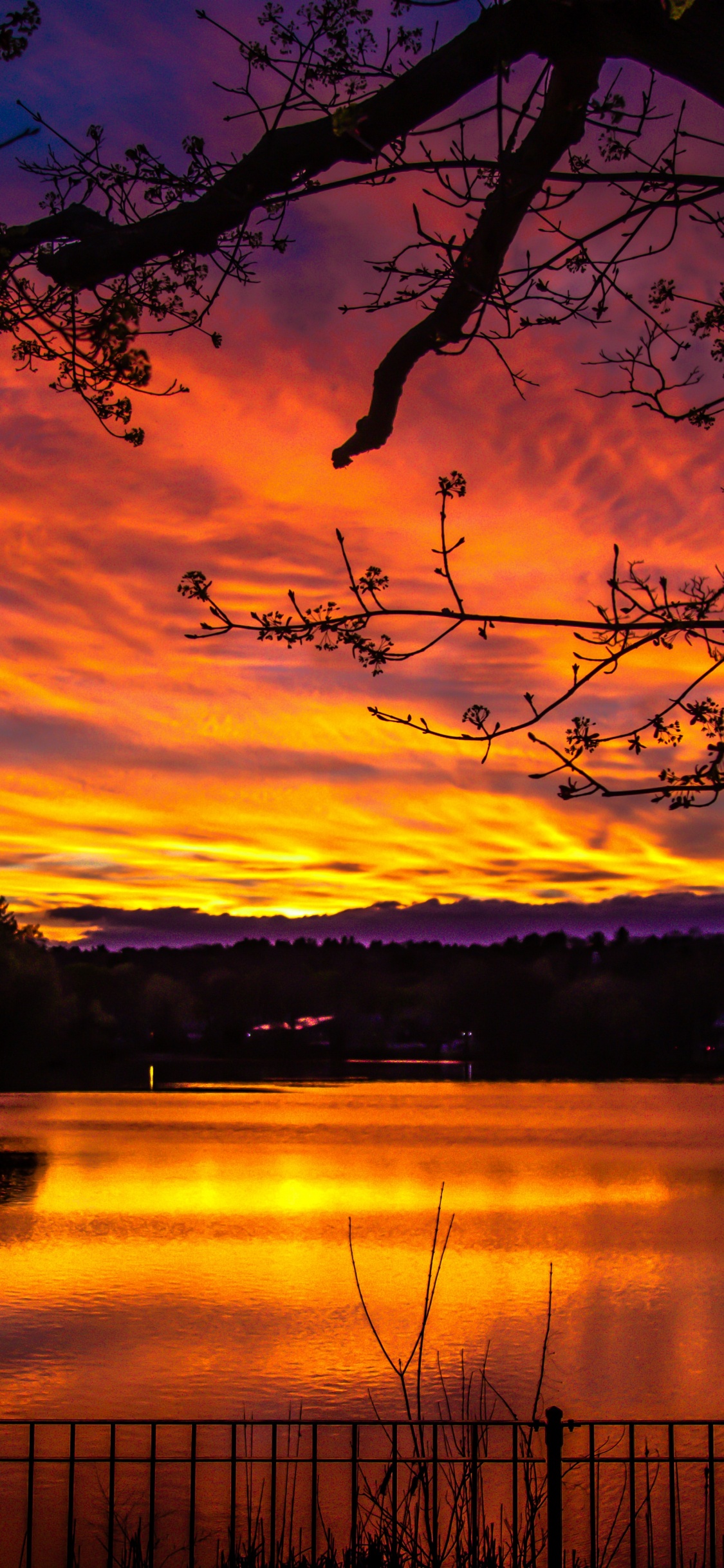 Puesta, Naturaleza, Afterglow, Reflexión, Paisaje Natural. Wallpaper in 1125x2436 Resolution