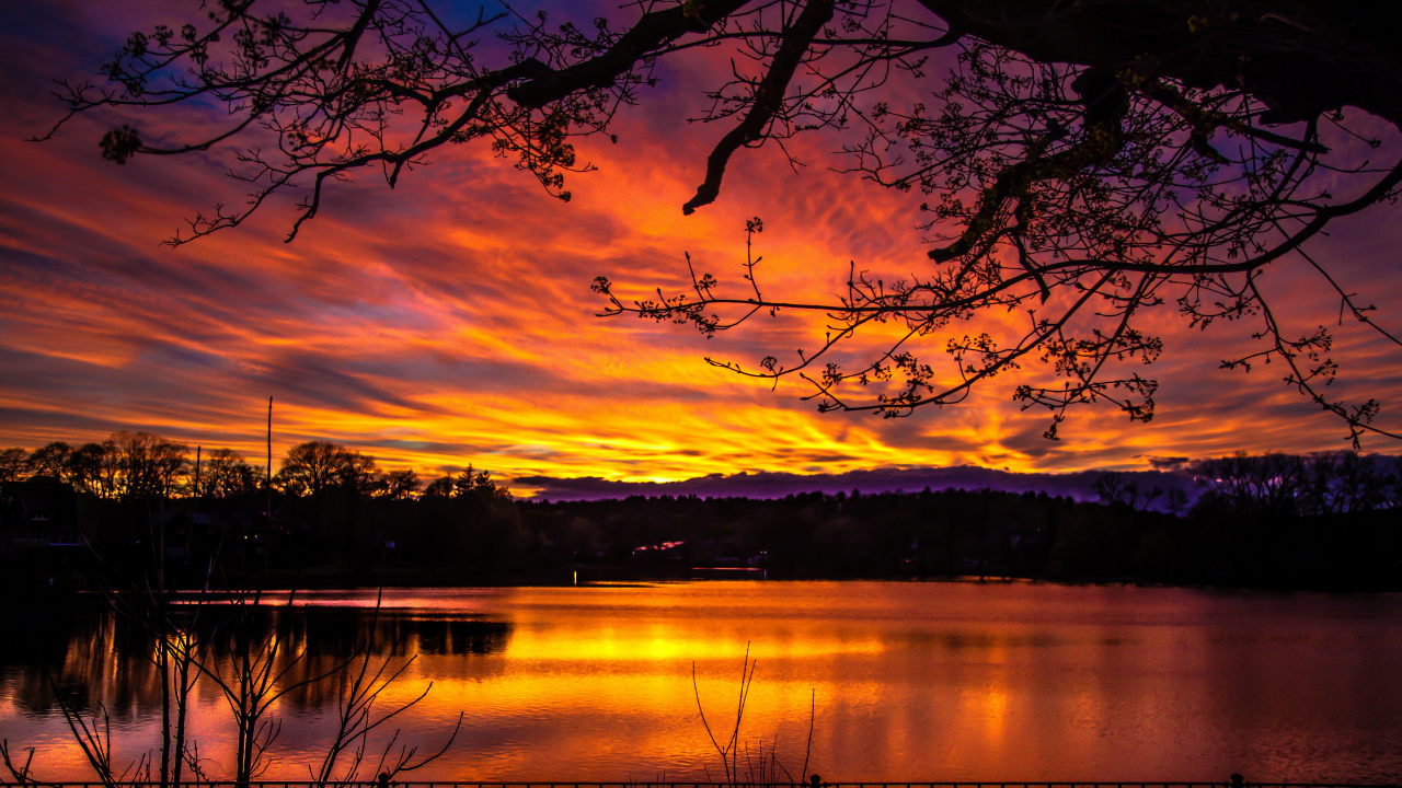 Sunset, Nature, Afterglow, Cloud, Sunrise. Wallpaper in 1280x720 Resolution