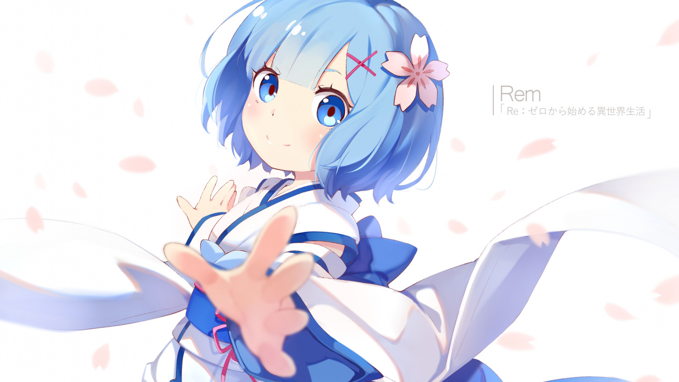 Fille en Robe Bleue Personnage Anime. Wallpaper in 1366x768 Resolution