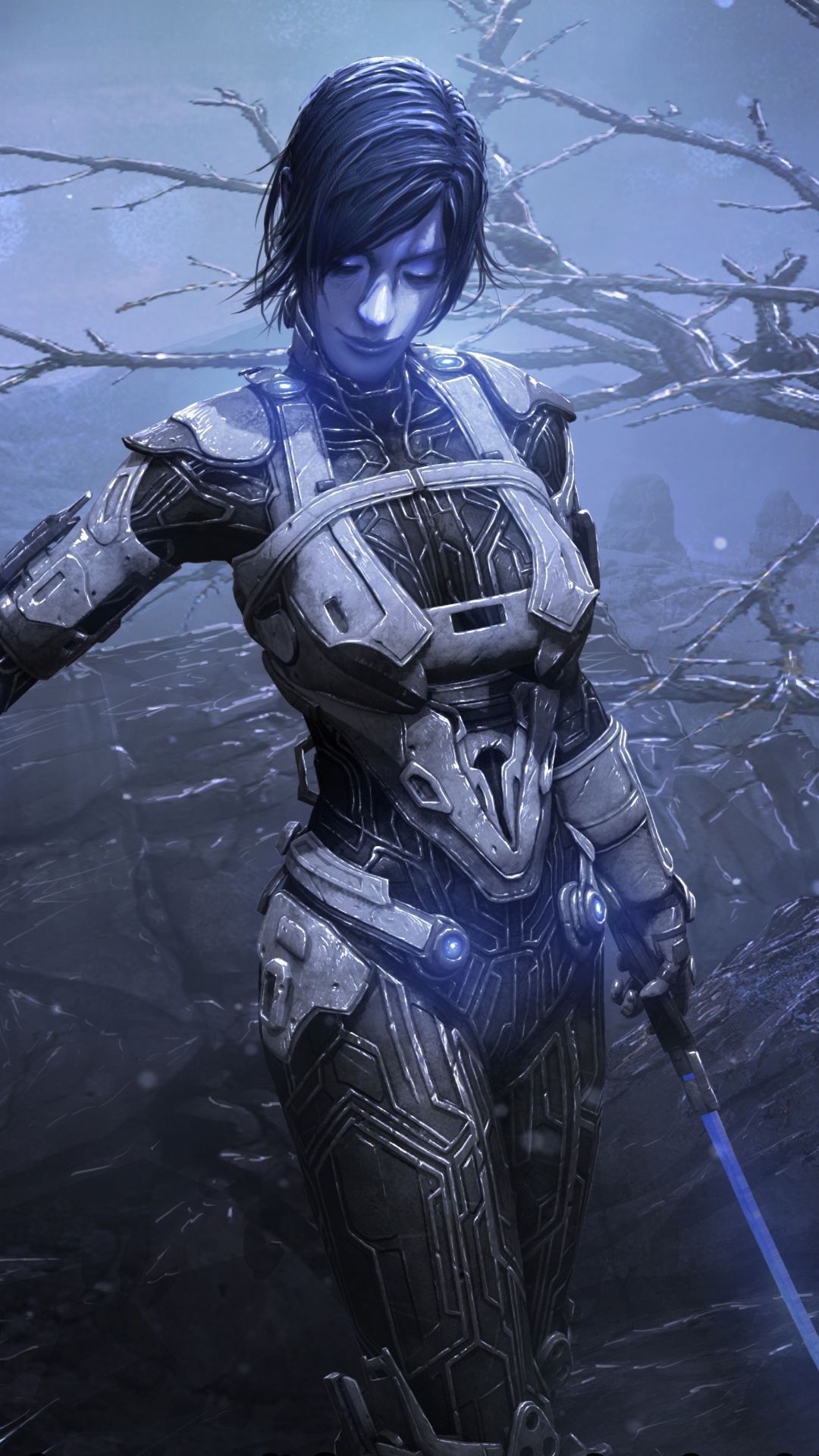 Mujer en Traje Negro y Azul Con Arma Negra y Azul. Wallpaper in 1080x1920 Resolution