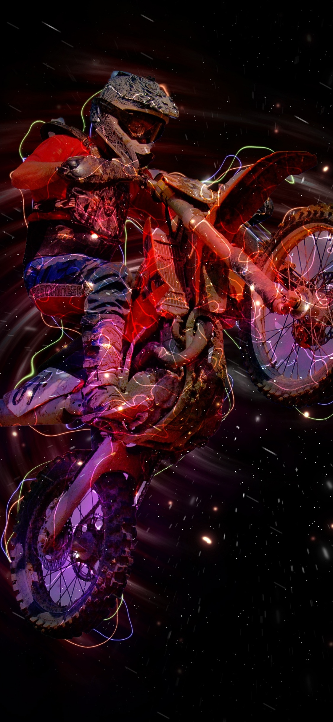 Luces Púrpuras y Azules en Fondo Negro. Wallpaper in 1125x2436 Resolution