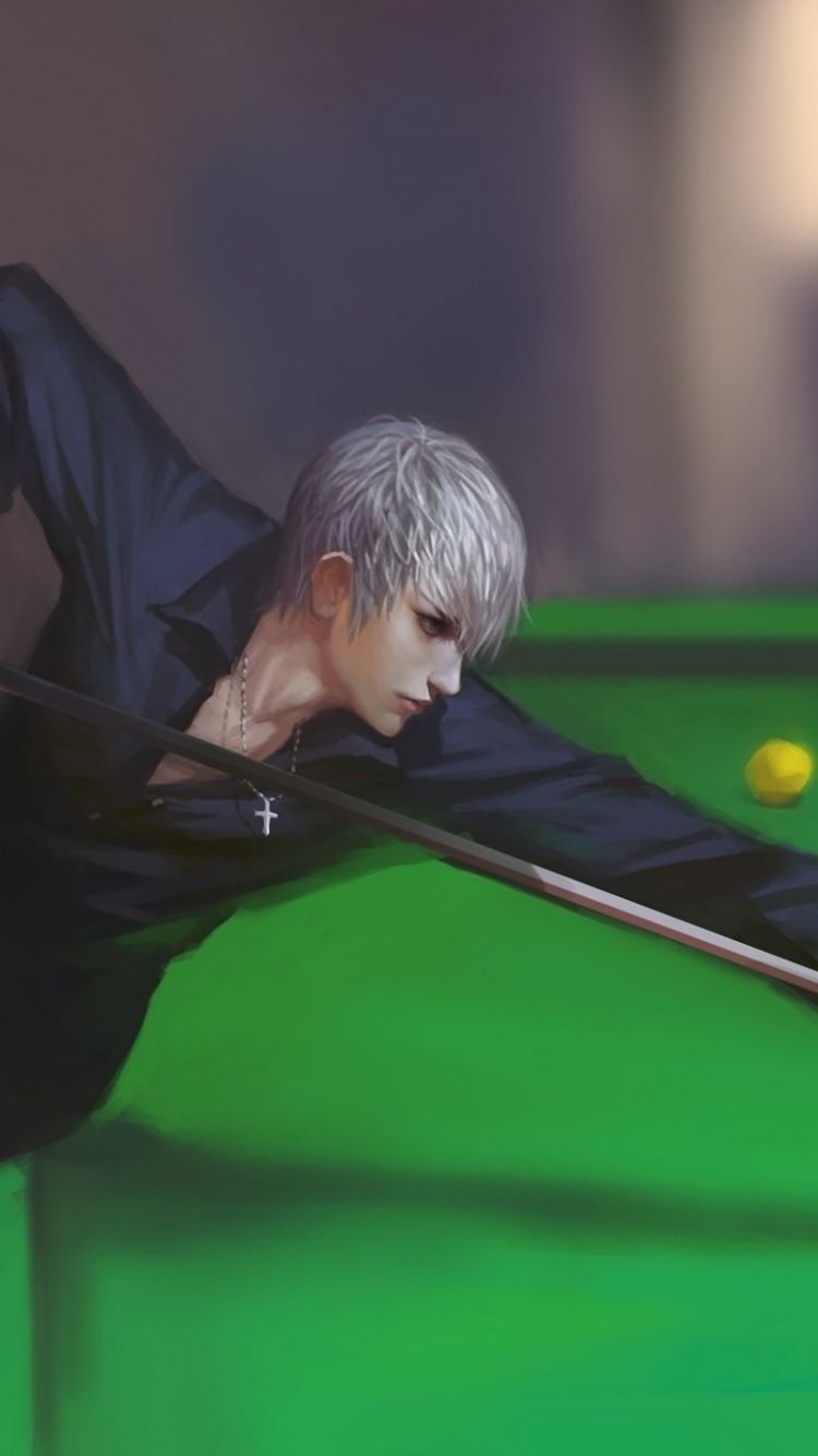 Frau im Schwarzen Langarmhemd Spielt Billard. Wallpaper in 750x1334 Resolution