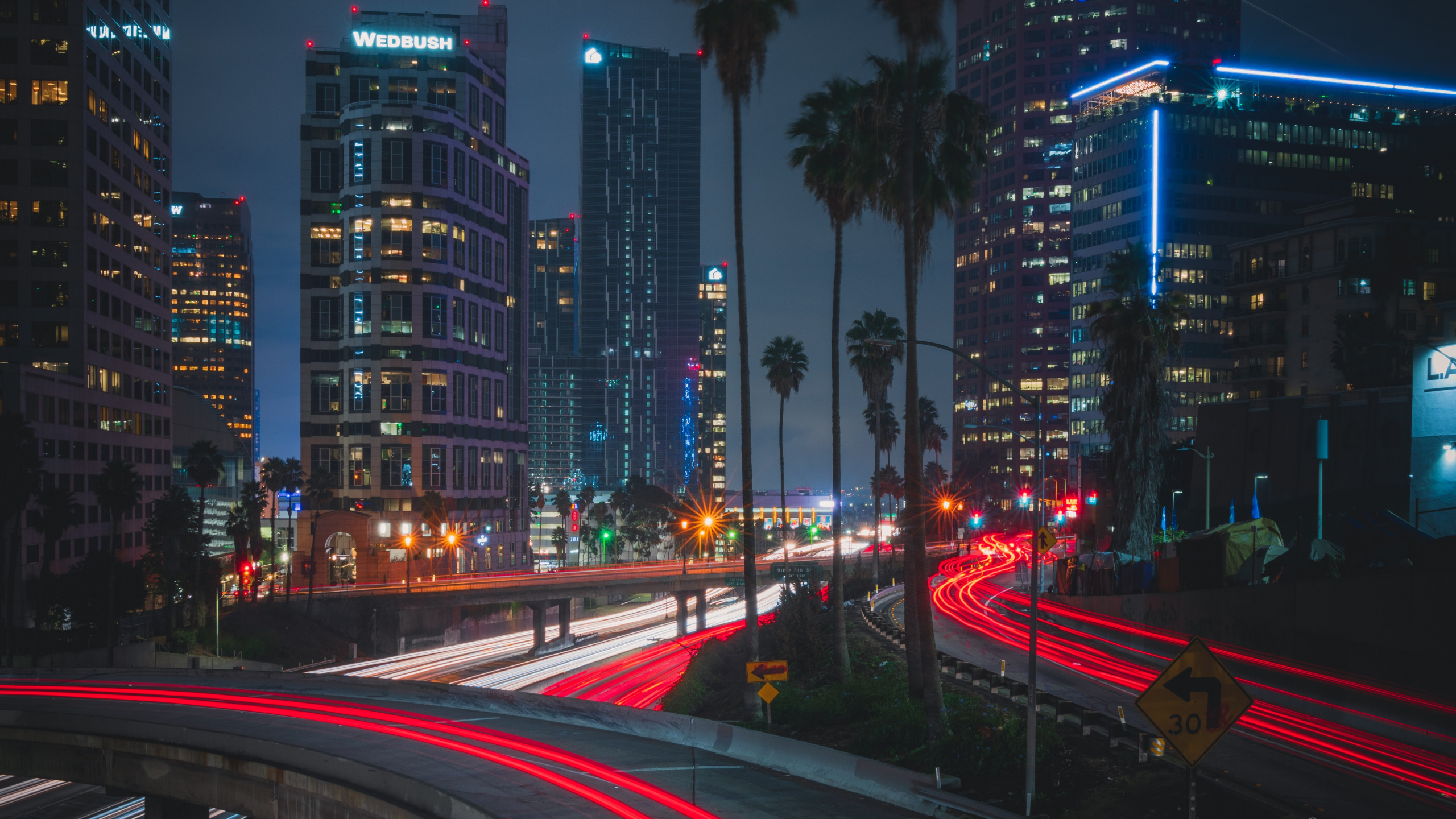 Time Lapse Photography of City During Night Time. Wallpaper in 2560x1440 Resolution