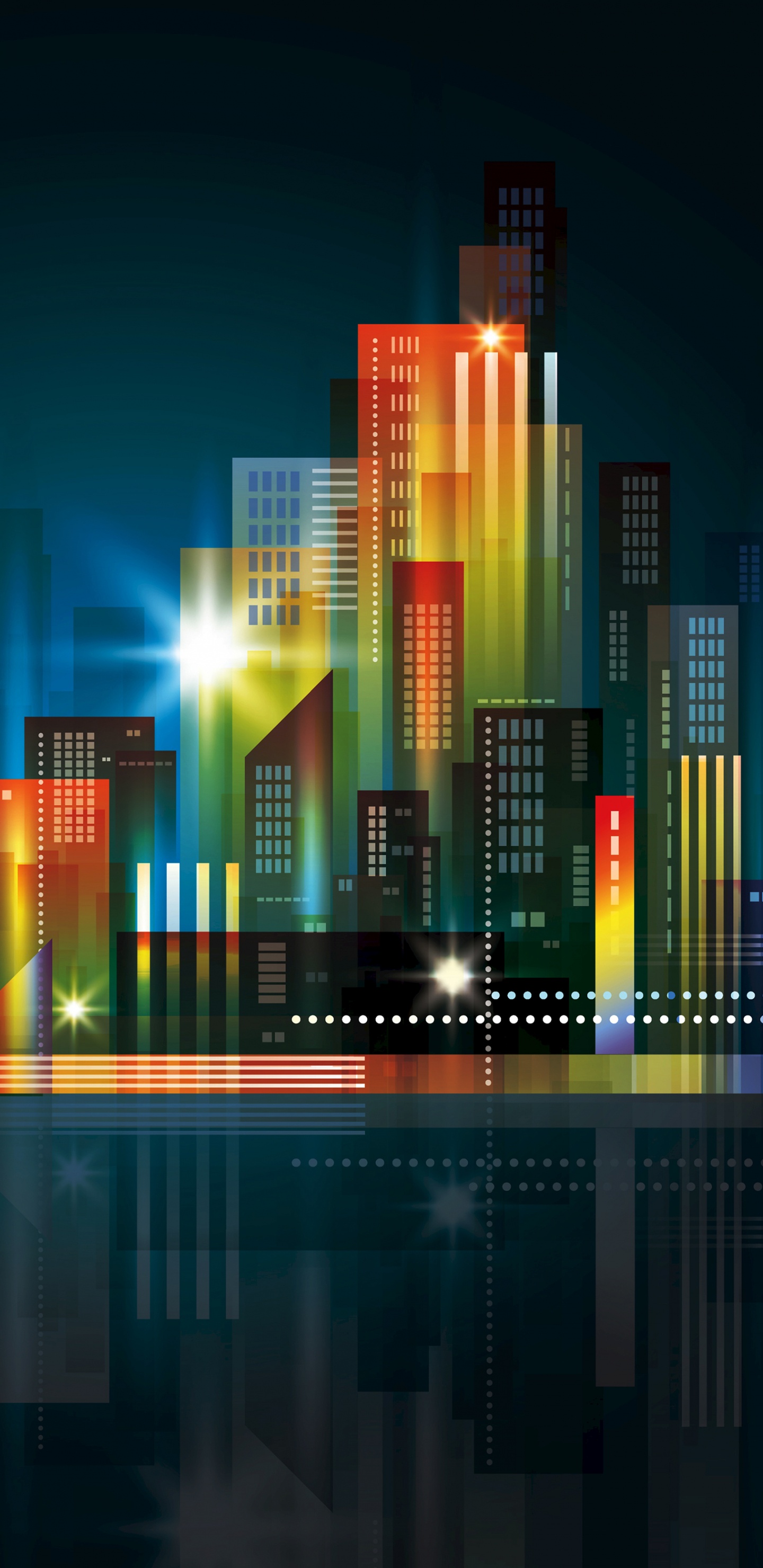 Stadtlandschaften, Illustration, Vektor-Grafiken, Wolkenkratzer, Gebäude. Wallpaper in 1440x2960 Resolution