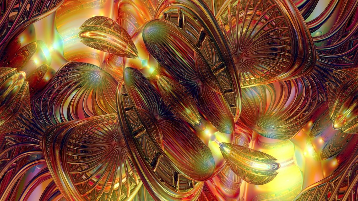 分形技术, 迷幻术, 对称, 海报, 抽象艺术 壁纸 1366x768 允许