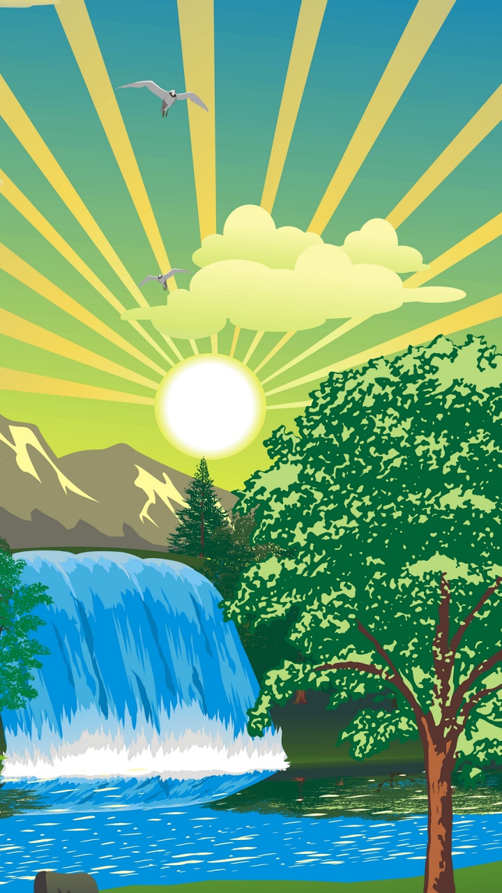 Natur, Illustration, Wasser, Tageszeit, Gr. Wallpaper in 720x1280 Resolution