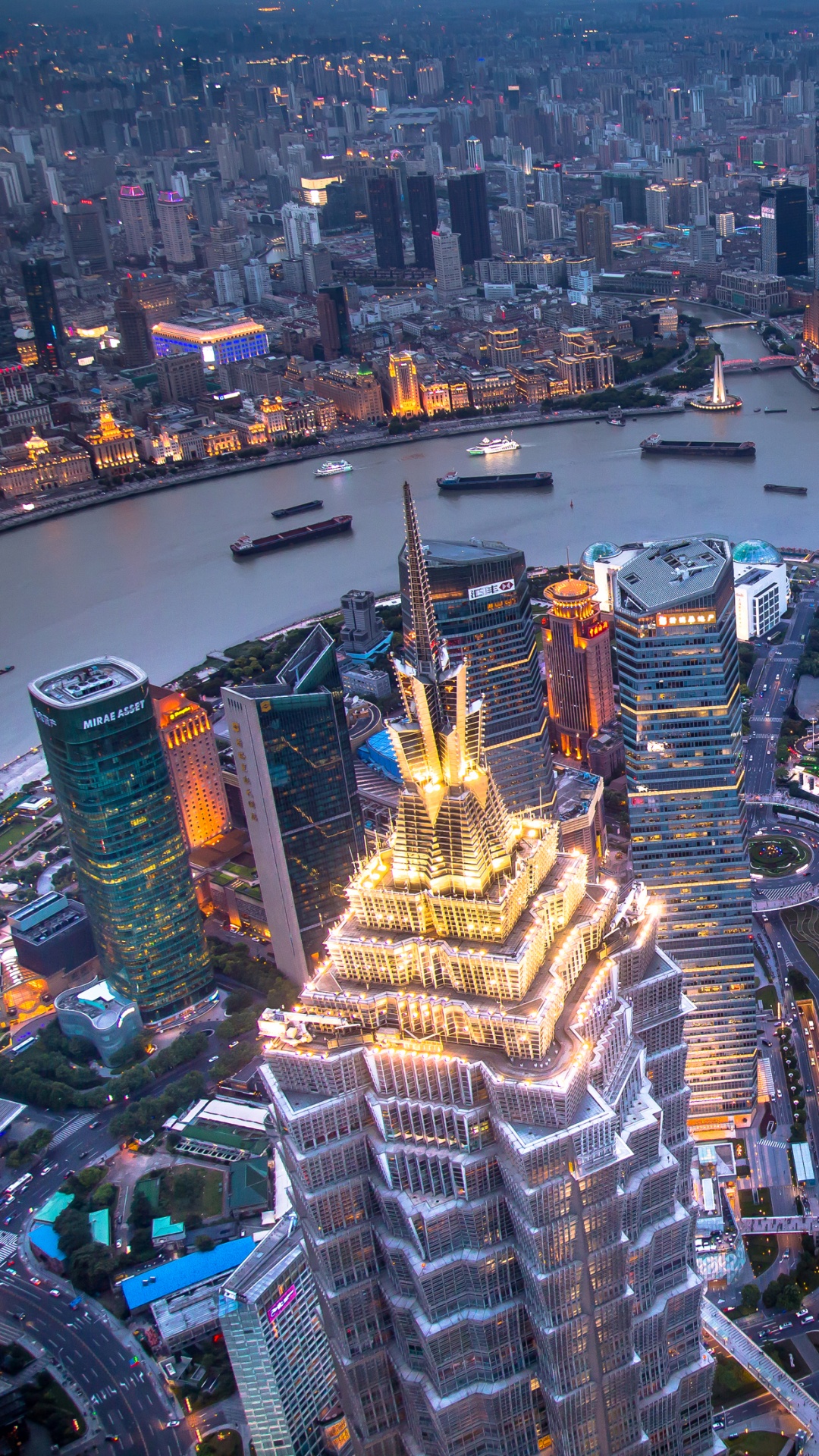 Vue Aérienne Des Bâtiments de la Ville Pendant la Nuit. Wallpaper in 1080x1920 Resolution