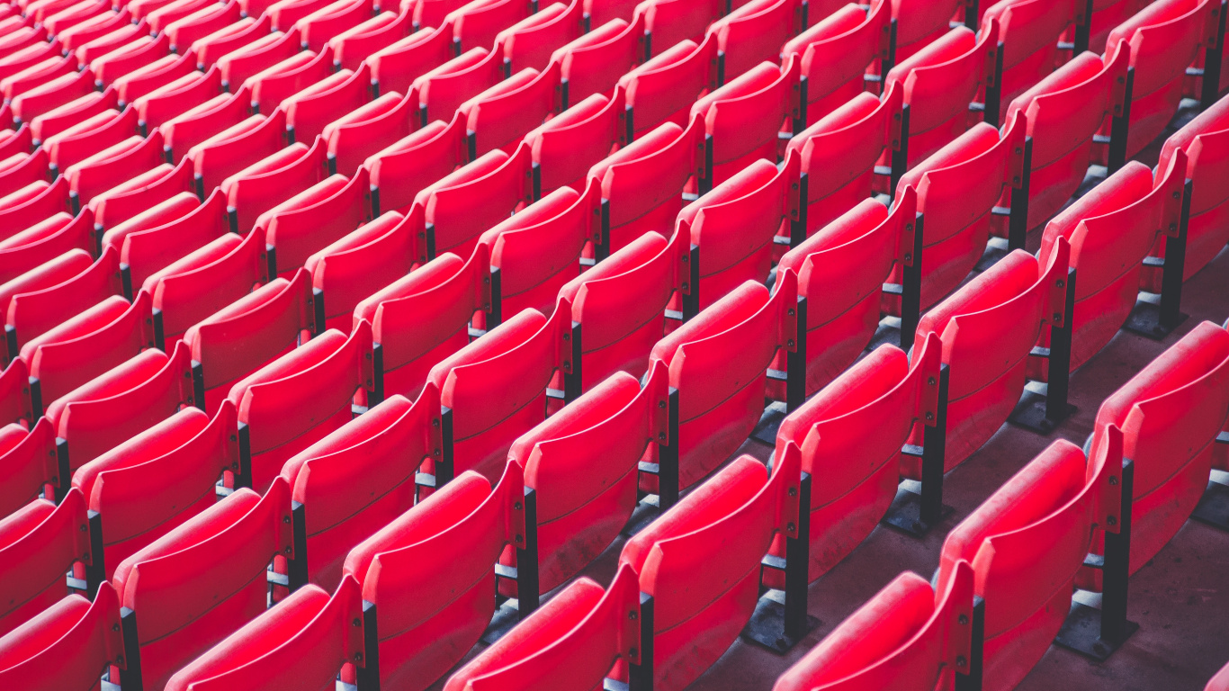 Sillas de Plástico Rojo en el Estadio. Wallpaper in 1366x768 Resolution
