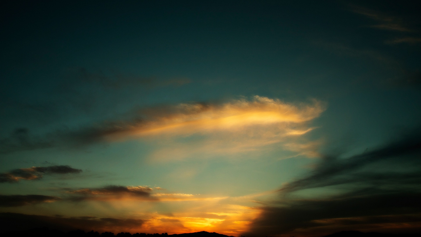 Silhouette of Mountain During Sunset. Wallpaper in 1366x768 Resolution