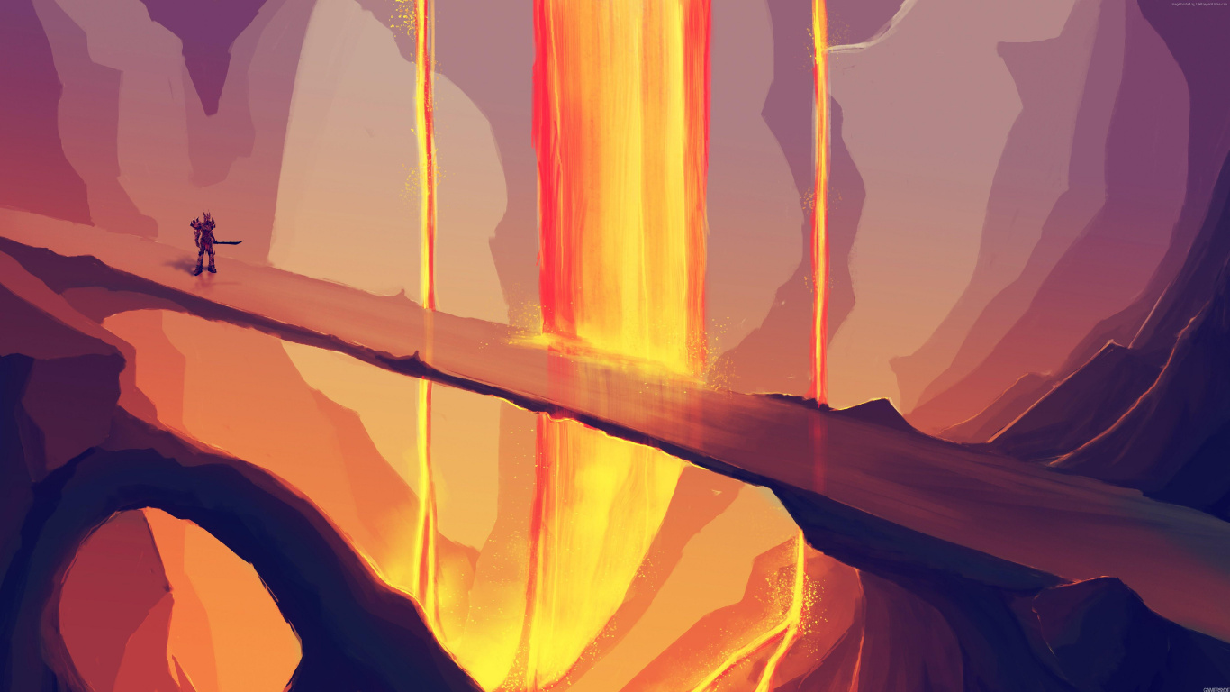 Peinture Abstraite Rouge et Jaune. Wallpaper in 1366x768 Resolution