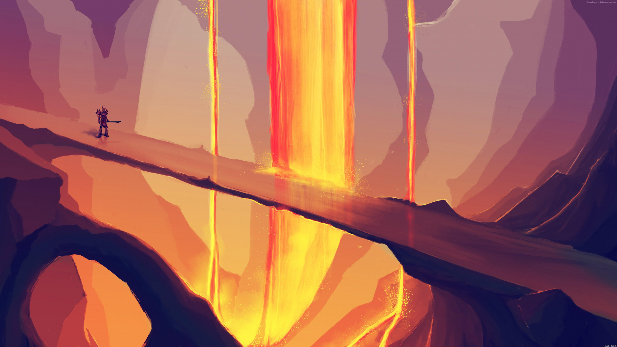 Peinture Abstraite Rouge et Jaune. Wallpaper in 2560x1440 Resolution