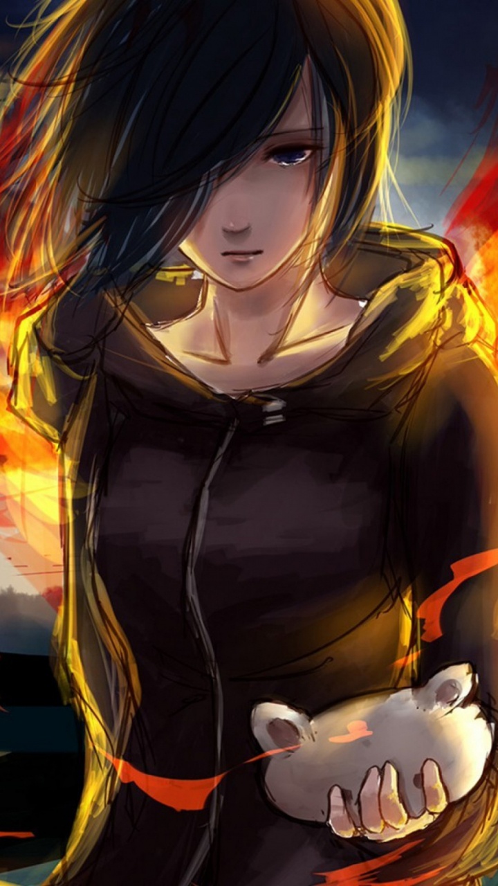 Frau in Schwarzer Jacke Mit Weißem Kaninchen Auf Dem Kopf Abbildung. Wallpaper in 720x1280 Resolution