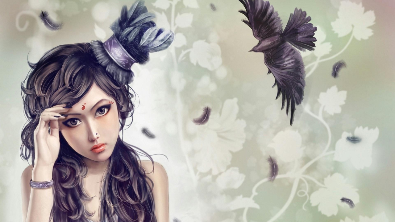 Woman With Black Wings and Black Wings. Wallpaper in 1280x720 Resolution
