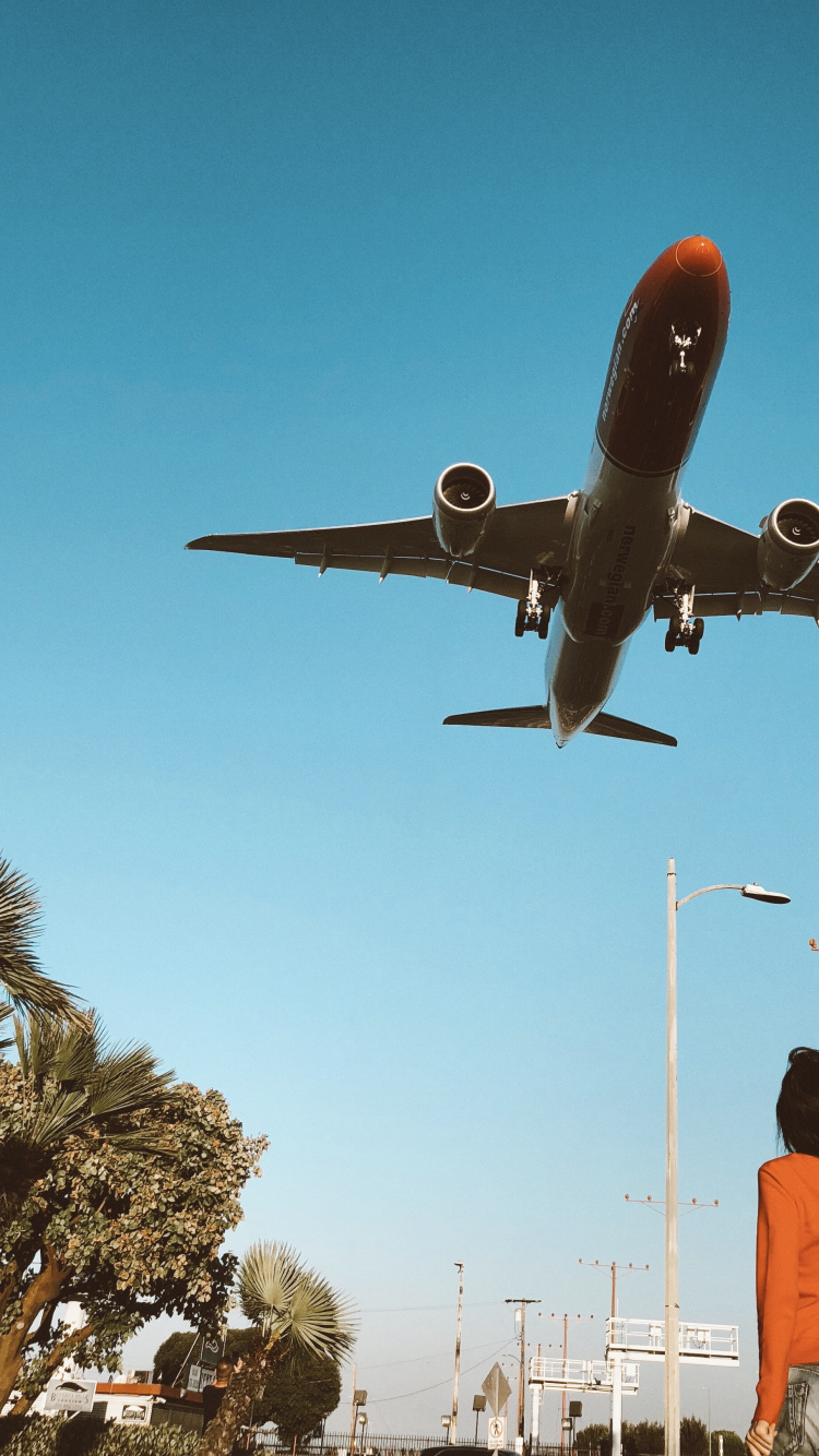 Los Angeles, Flugreise, Wide-body-Flugzeuge, Reise, Verkehrsflugzeug. Wallpaper in 750x1334 Resolution