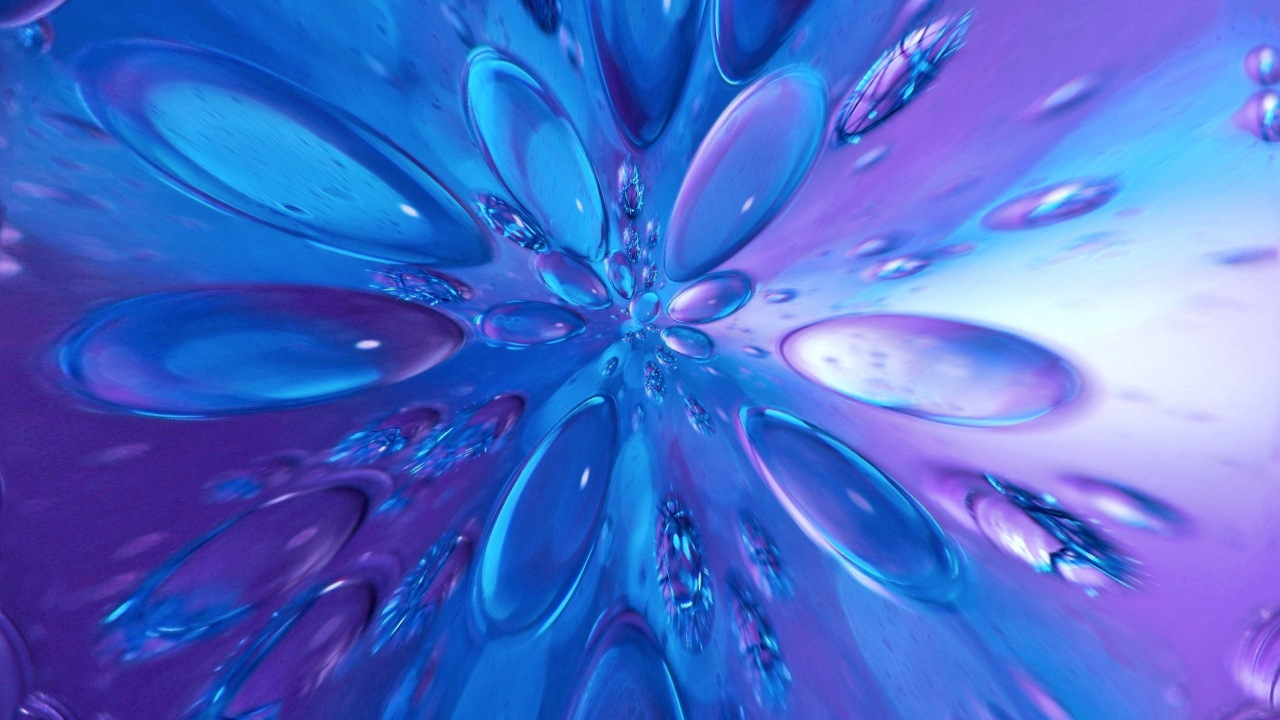 Gouttelettes D'eau Sur Verre Bleu. Wallpaper in 1280x720 Resolution
