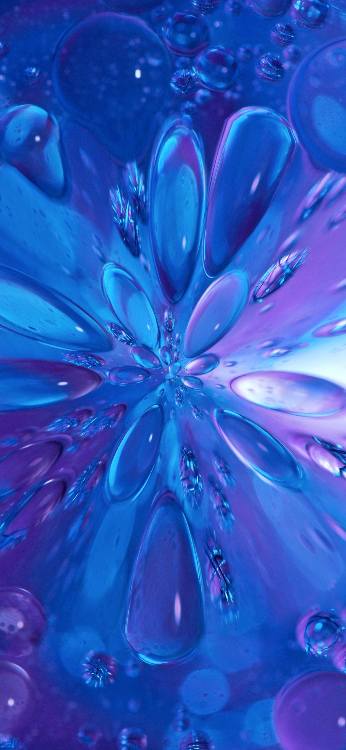 分形, 水上, 紫色的, 钴蓝色的, 液体 壁纸 1125x2436 允许