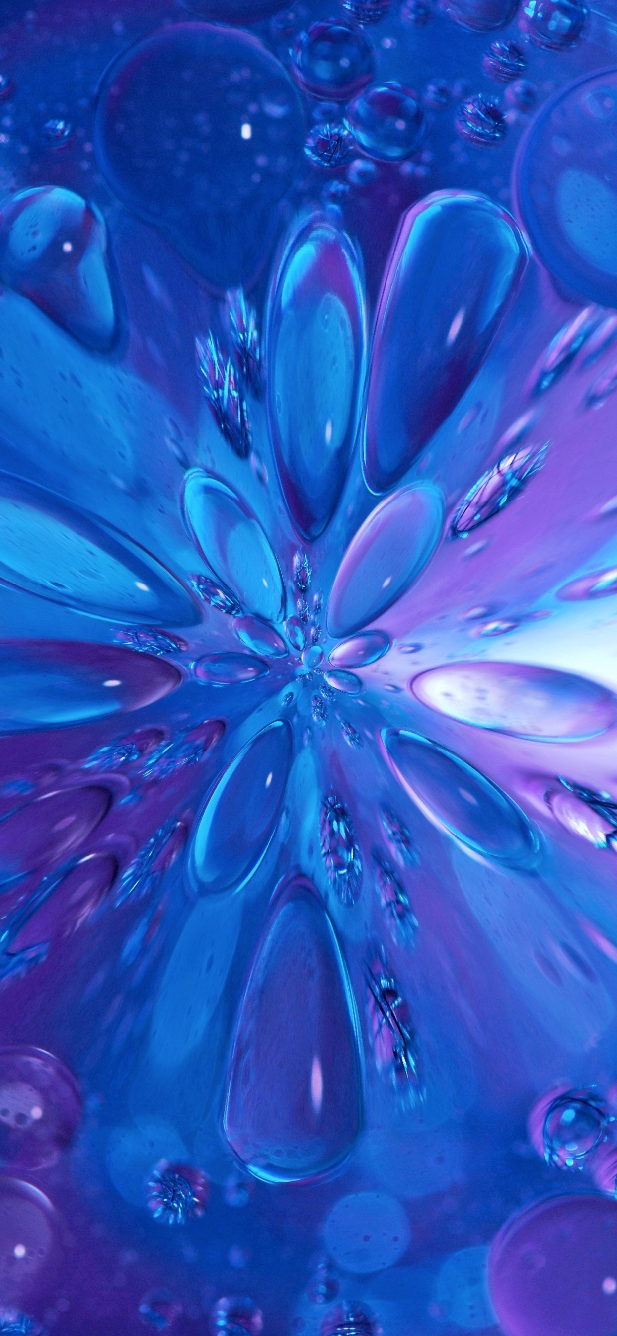 分形, 水上, 紫色的, 钴蓝色的, 液体 壁纸 1242x2688 允许