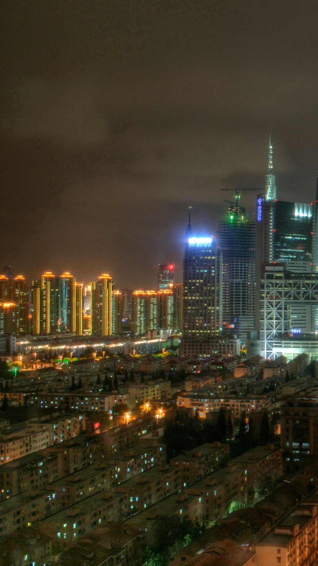Skyline Der Stadt Bei Nacht Night. Wallpaper in 1080x1920 Resolution