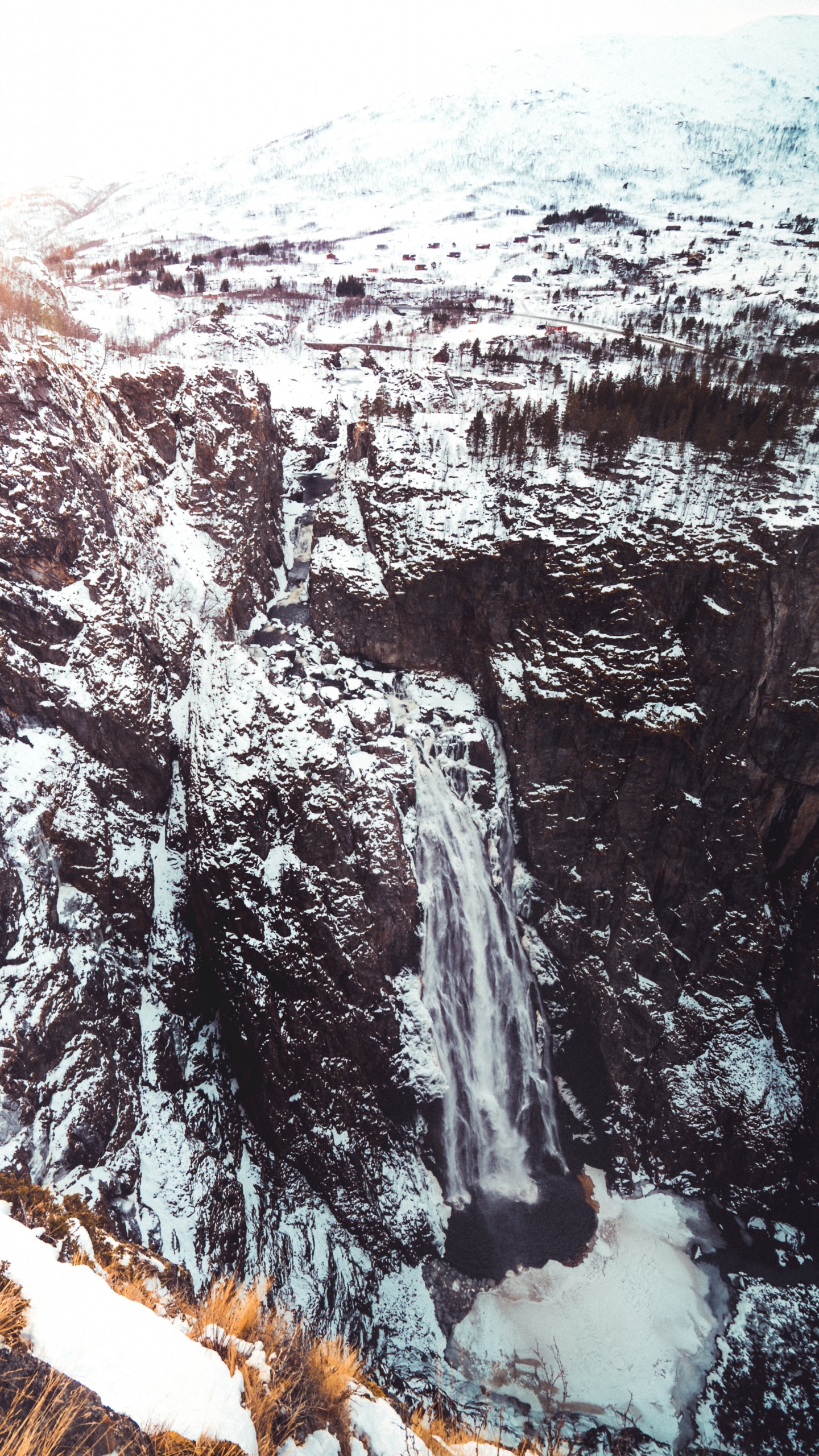 Formation, Mountain, Geology, Winter, Waterfall. Wallpaper in 1440x2560 Resolution