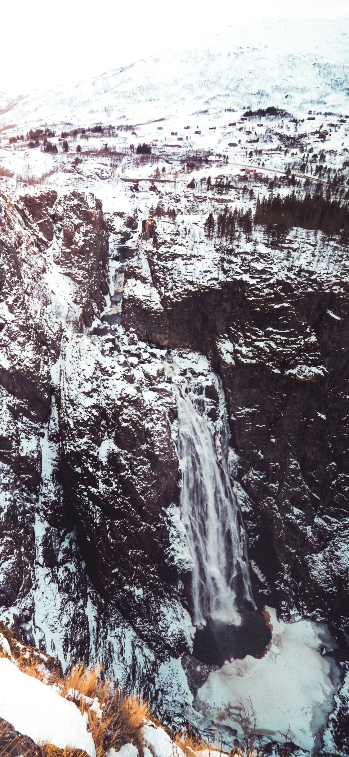 Geologie, Winter, Wasserfall, m, Baum. Wallpaper in 1125x2436 Resolution