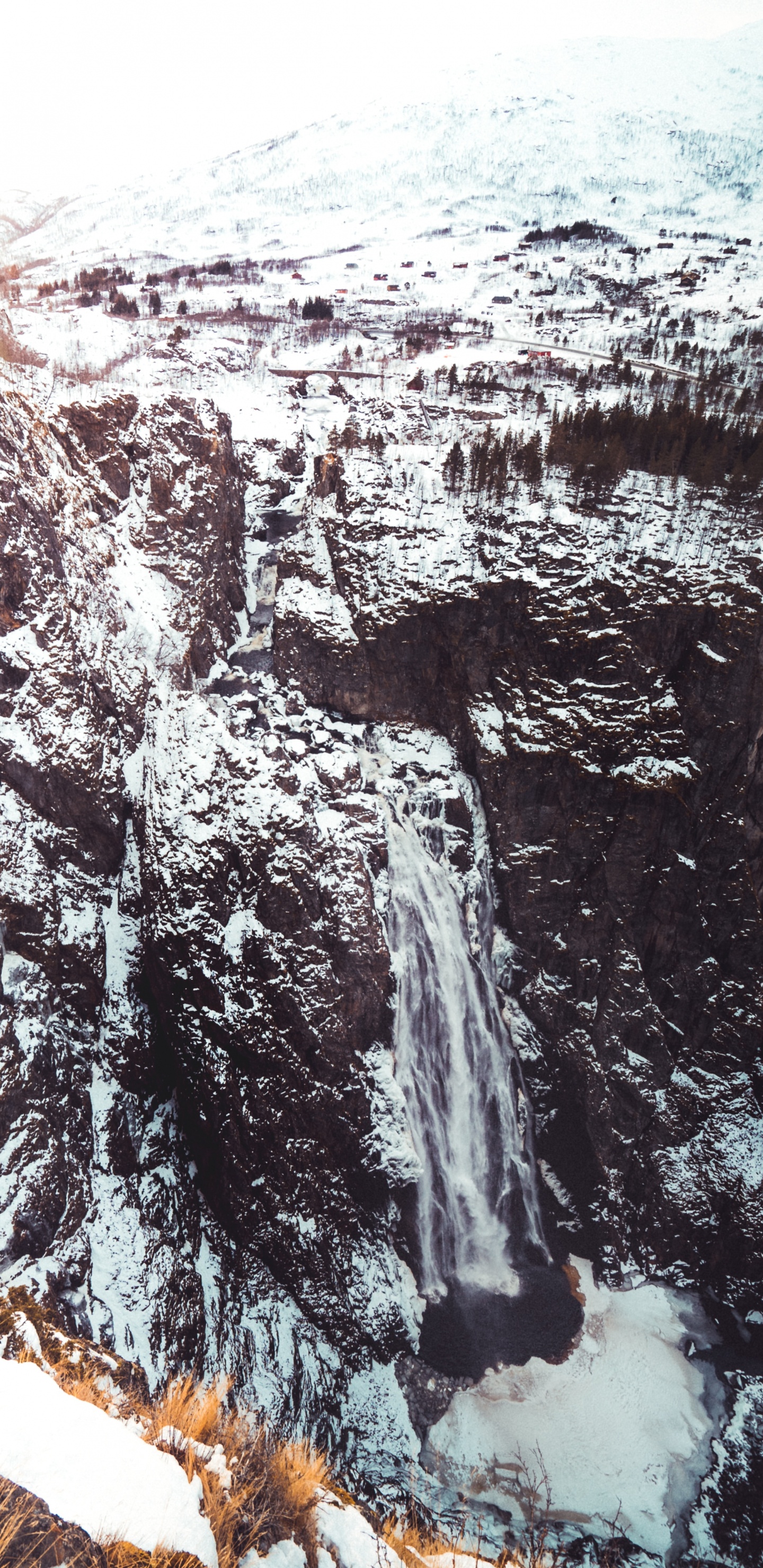 Montaña, Geología, Invierno, Cascada, Metro. Wallpaper in 1440x2960 Resolution