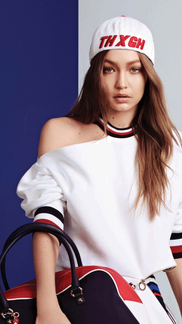Gigi Hadid, Tommy Hilfiger, la Supermodelo, Cuello, Manga. Wallpaper in 720x1280 Resolution