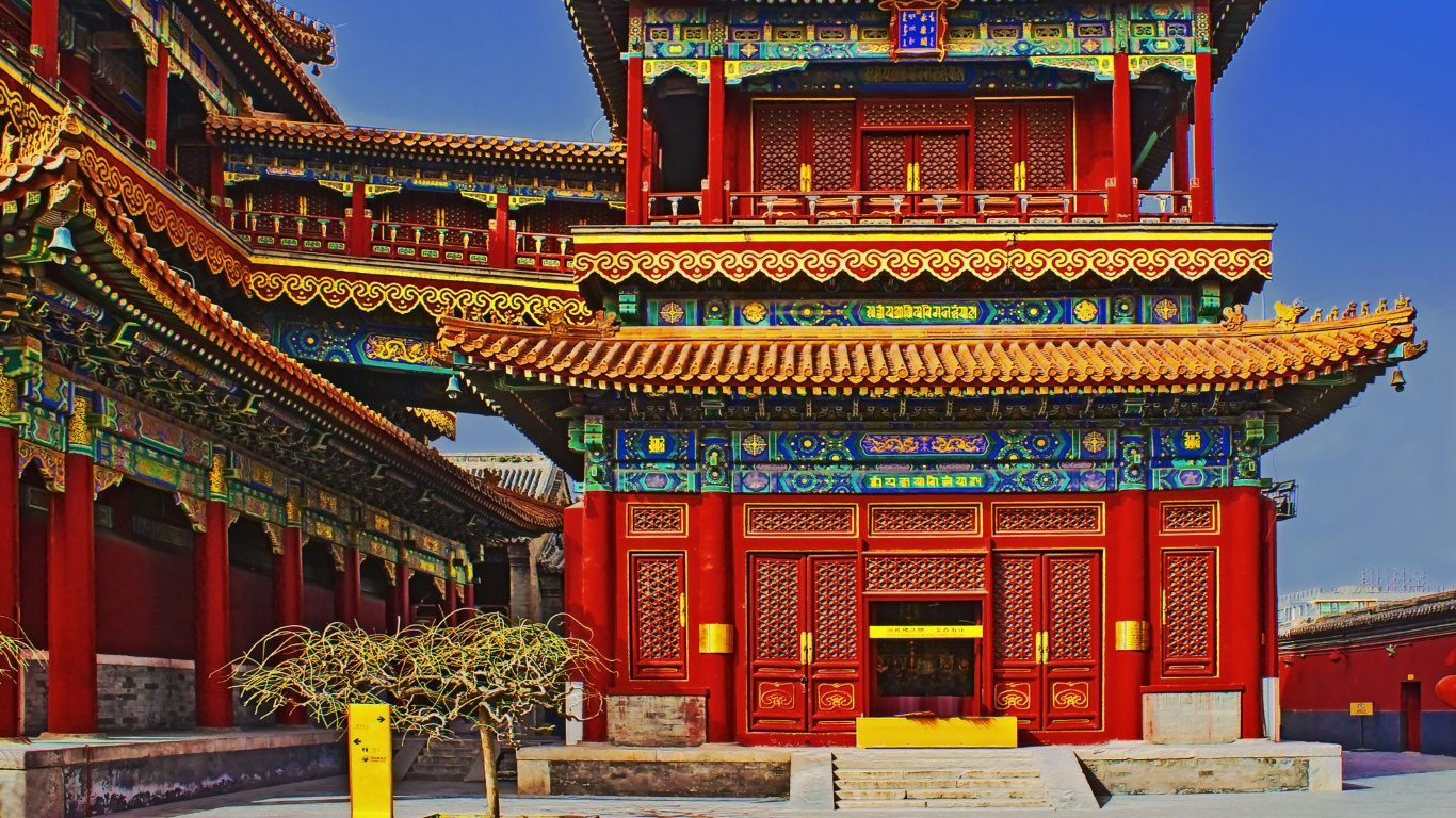 寺庙, 中国建筑, 里程碑, 礼拜的地方, 神殿 壁纸 1366x768 允许