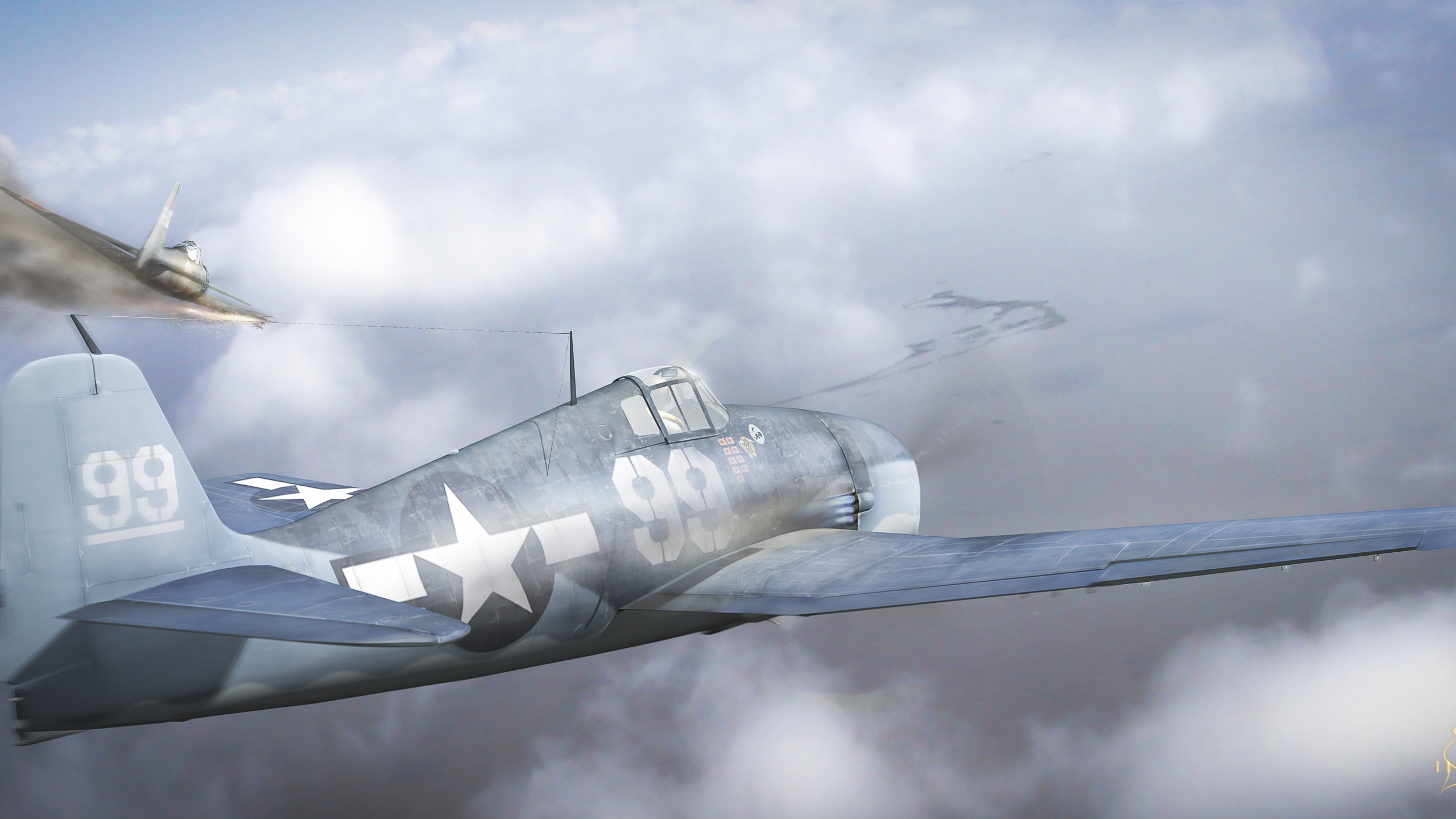 Gray and White Airplane Under White Clouds During Daytime. Wallpaper in 2560x1440 Resolution