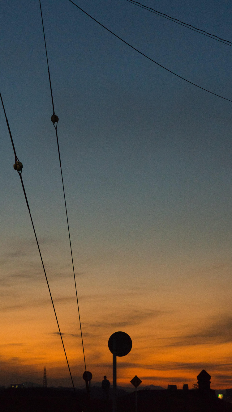 Ambiente, Infraestructura, Afterglow, Electricidad, Atardecer. Wallpaper in 750x1334 Resolution